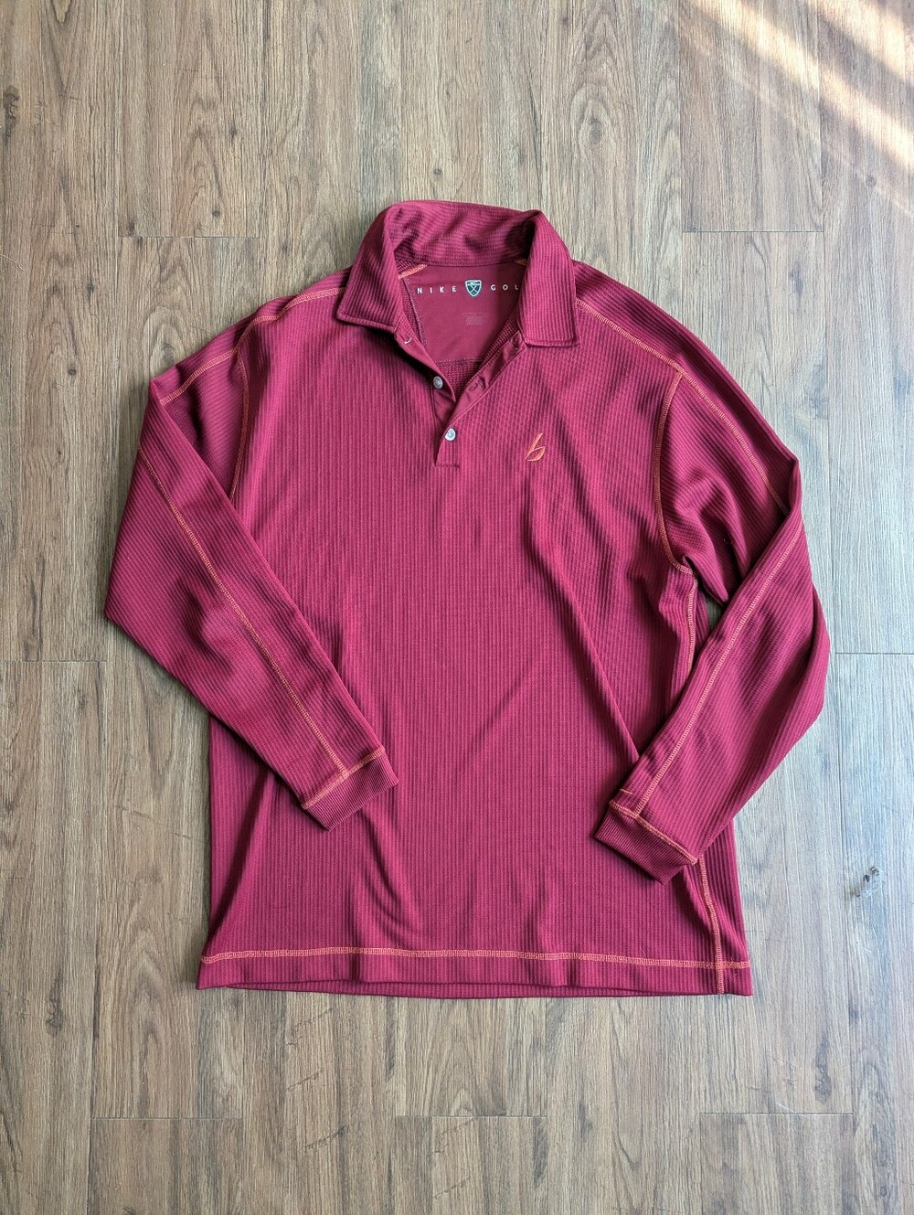Nike Golf Burgundy Long Sleeve Quarter Button Polo Sz L